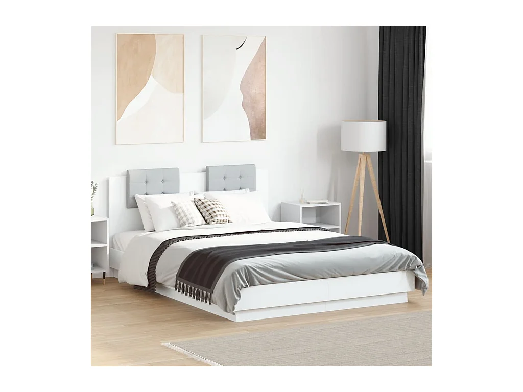 Cama 120x200cm - con cabecero madera ingeniería blanco ES201419