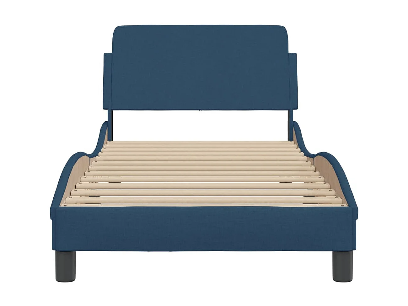 Cama individual- 90x200 cm con cabecero de tela azul ES707864