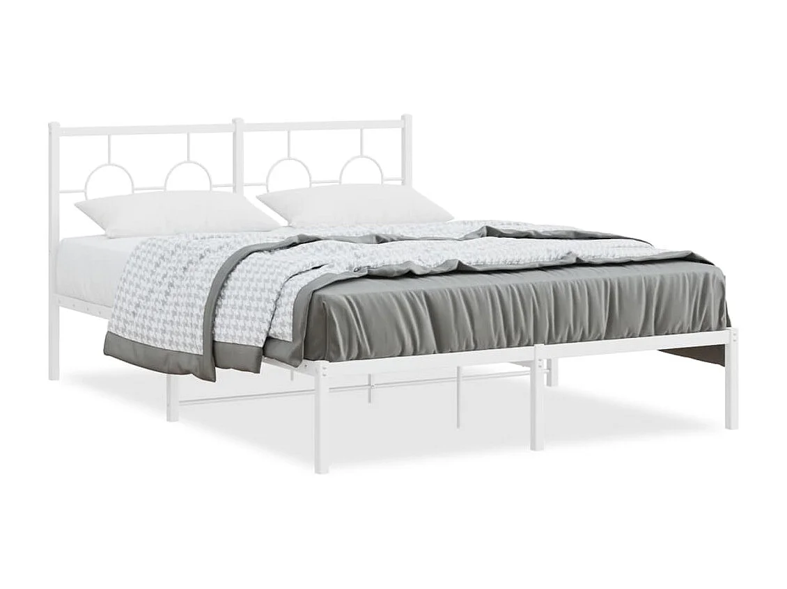 Cama matrimonial- 140x200 cm con cabecero metal blanca ES538860