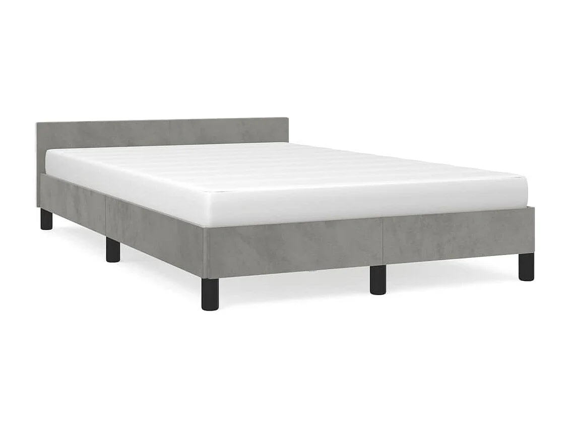 Cama c/ cabeceira 120x190 cm veludo cinza-claro PT310805