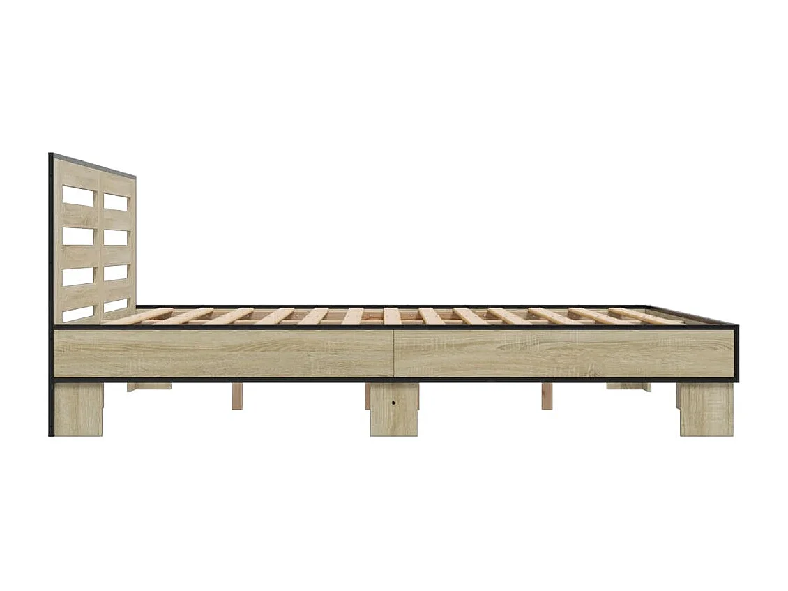 Lit double chêne sonoma 200x200 cm bois d'ingénierie et métal FR54885