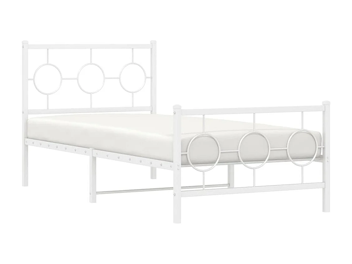 Cama 90x190 cm - metal con cabecero y pie blanca ES479360
