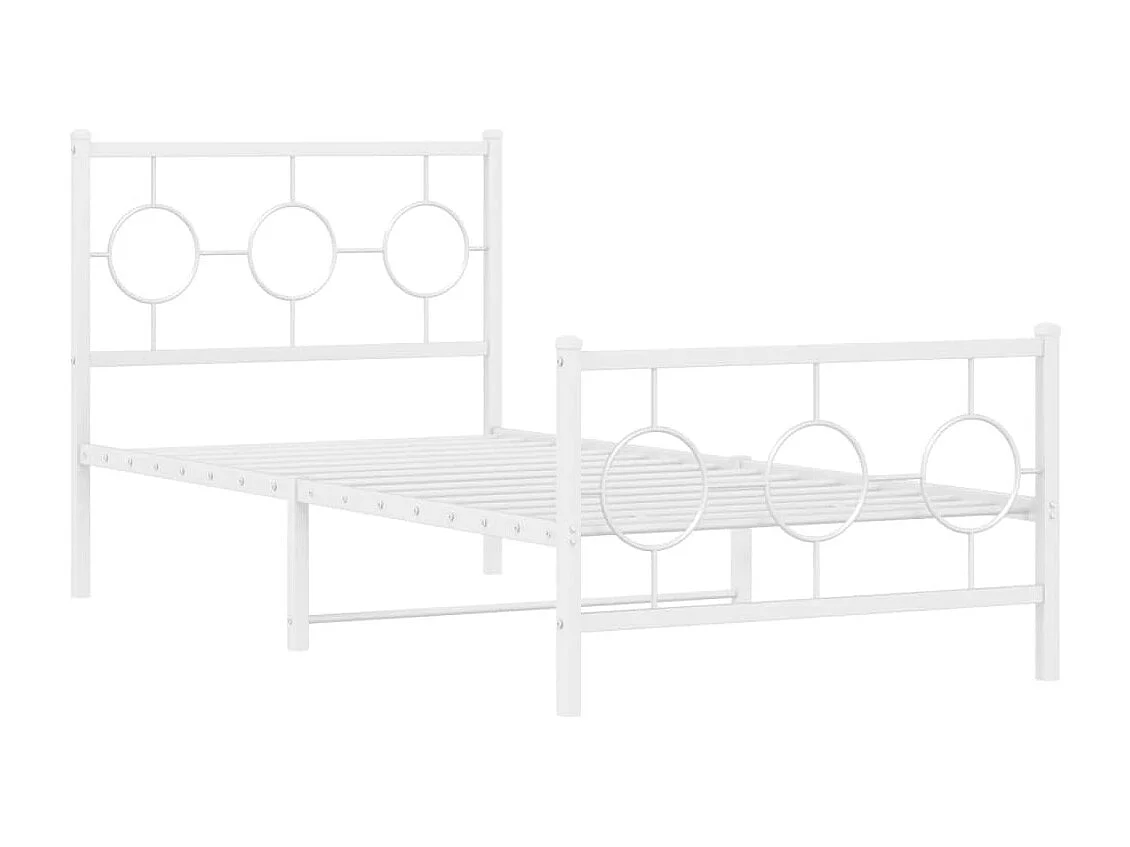 Cama com cabeceira e pés 90x190 cm metal branco PT869669