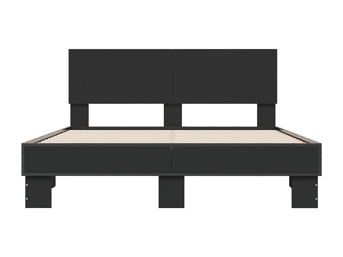 Bedframe bewerkt hout metaal zwart 135x190 cm BE345206