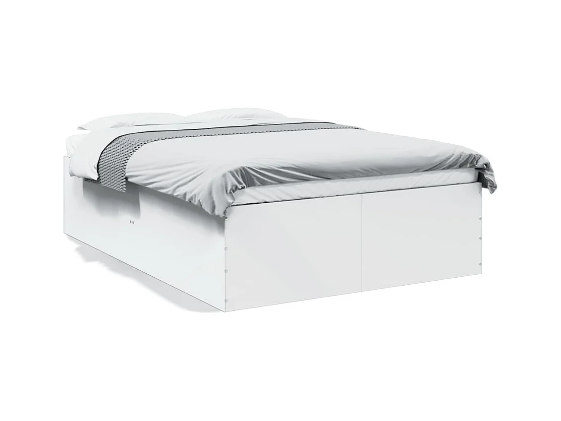 Lit double blanc 140x200 cm bois d'ingénierie FR77745