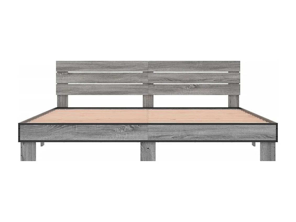 Lit double sonoma gris 200x200 cm bois d'ingénierie et métal FR71350