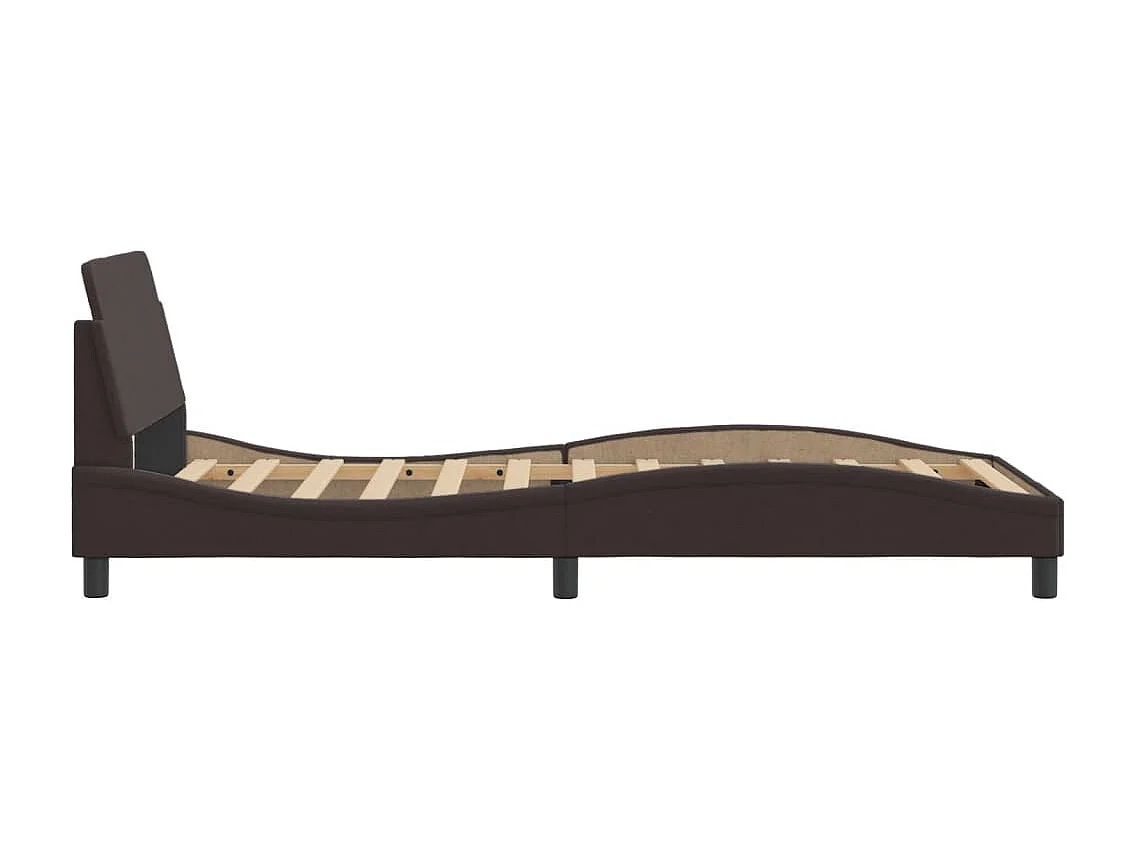 Cama c/ cabeceira 100x200cm tecido castanho-escuro PT679876