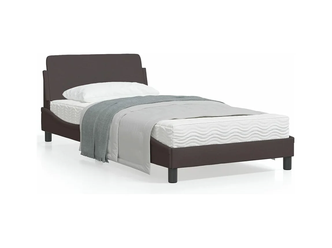Lit simple + tête de lit Marron foncé 100x200 cm Tissu FR32799