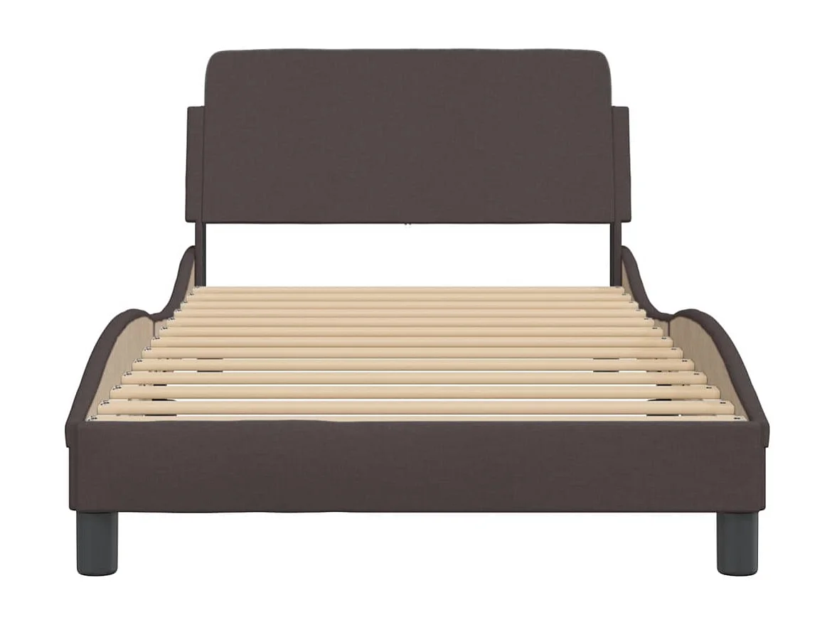 Lit simple + tête de lit Marron foncé 100x200 cm Tissu FR32799