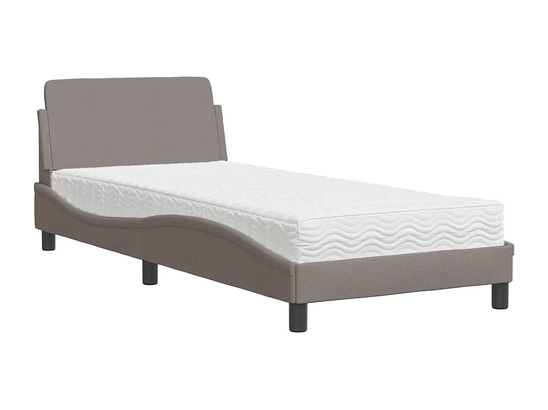 Bed met matras stof taupe 90x200 cm BE788940