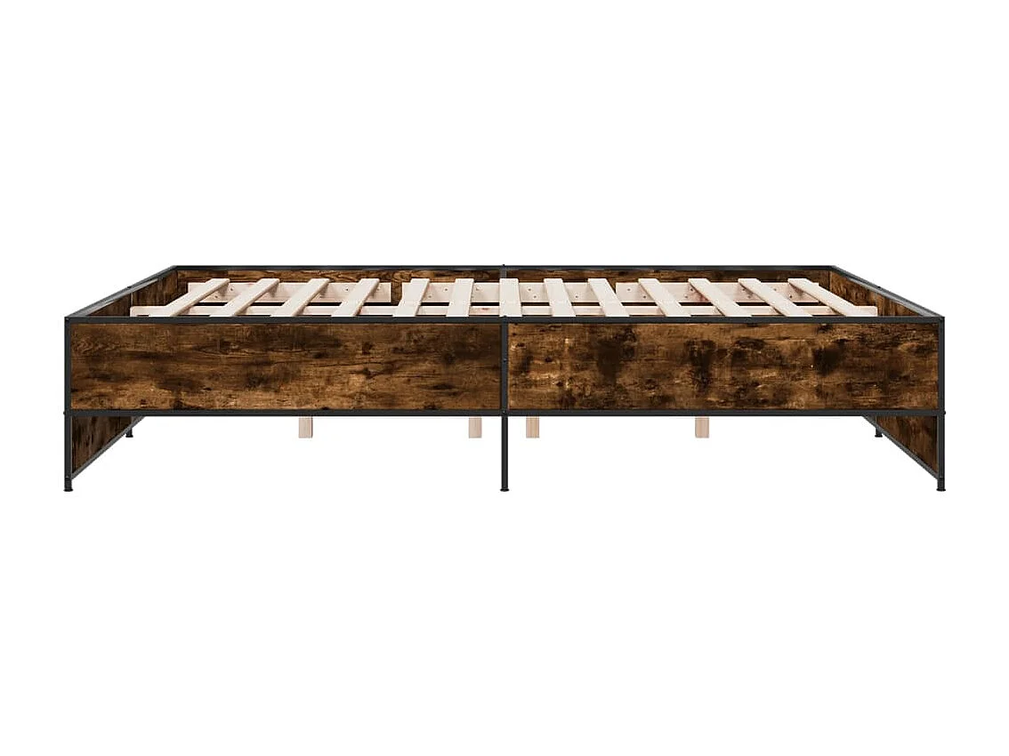 Cama 200x200cm - madera ingeniería metal roble ahumado ES713937