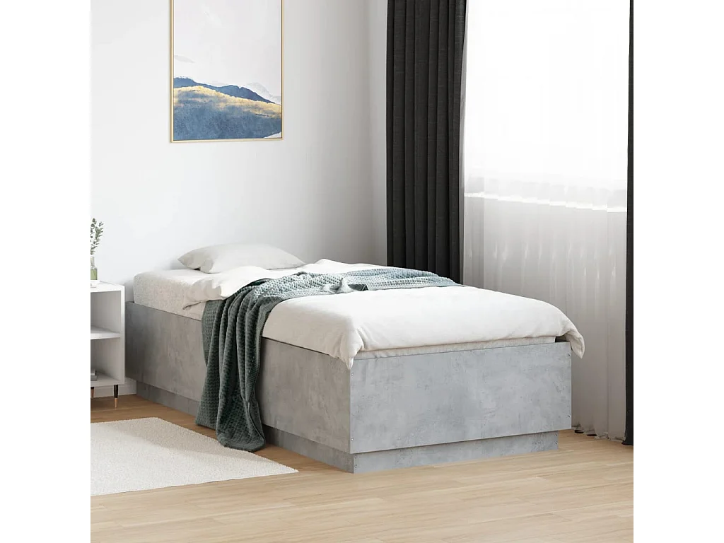 Cama individual- 90x190 cm madera de ingeniería gris hormigón ES792875