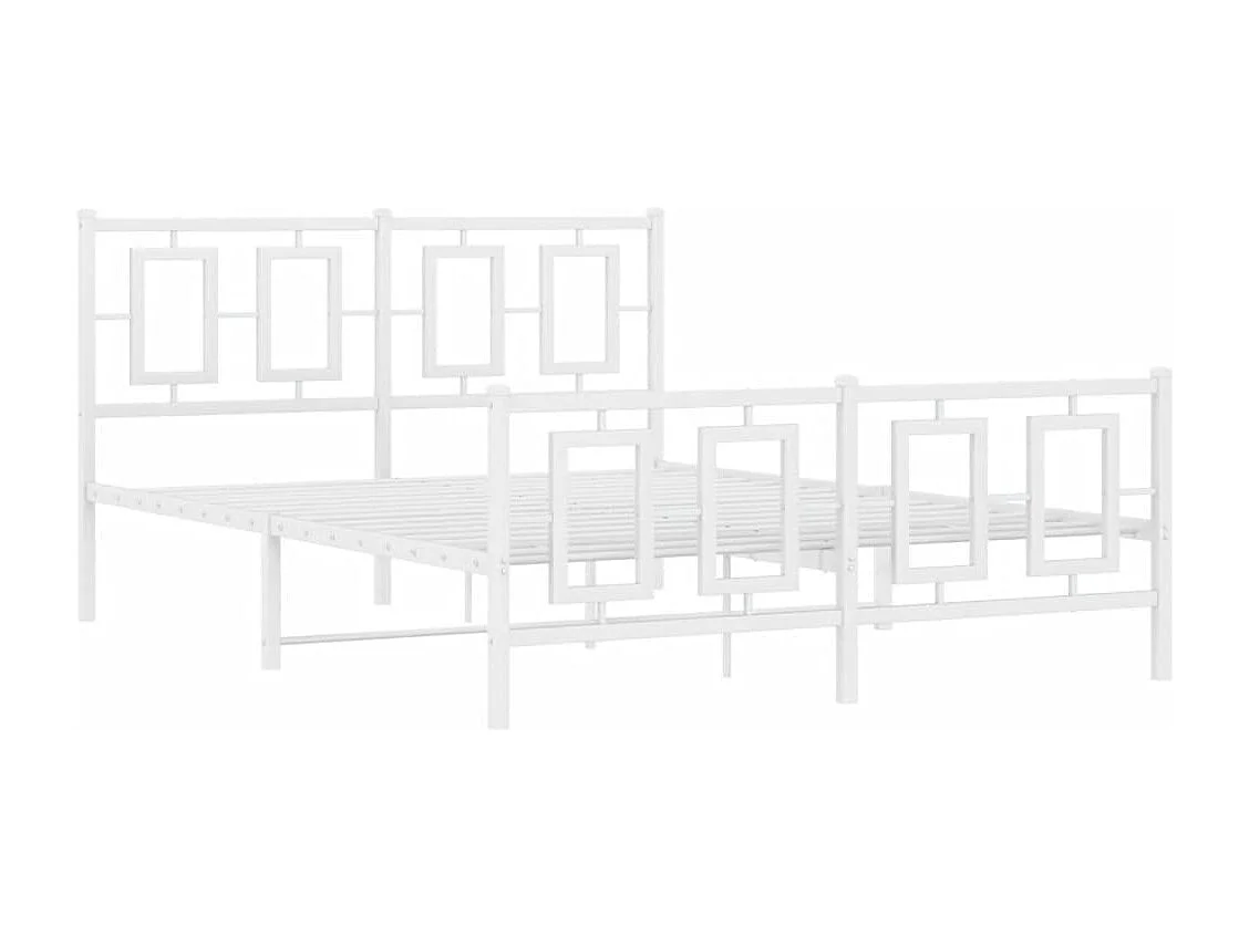 Bedframe met hoofd- en voeteneinde metaal wit 140x200 cm BE504625