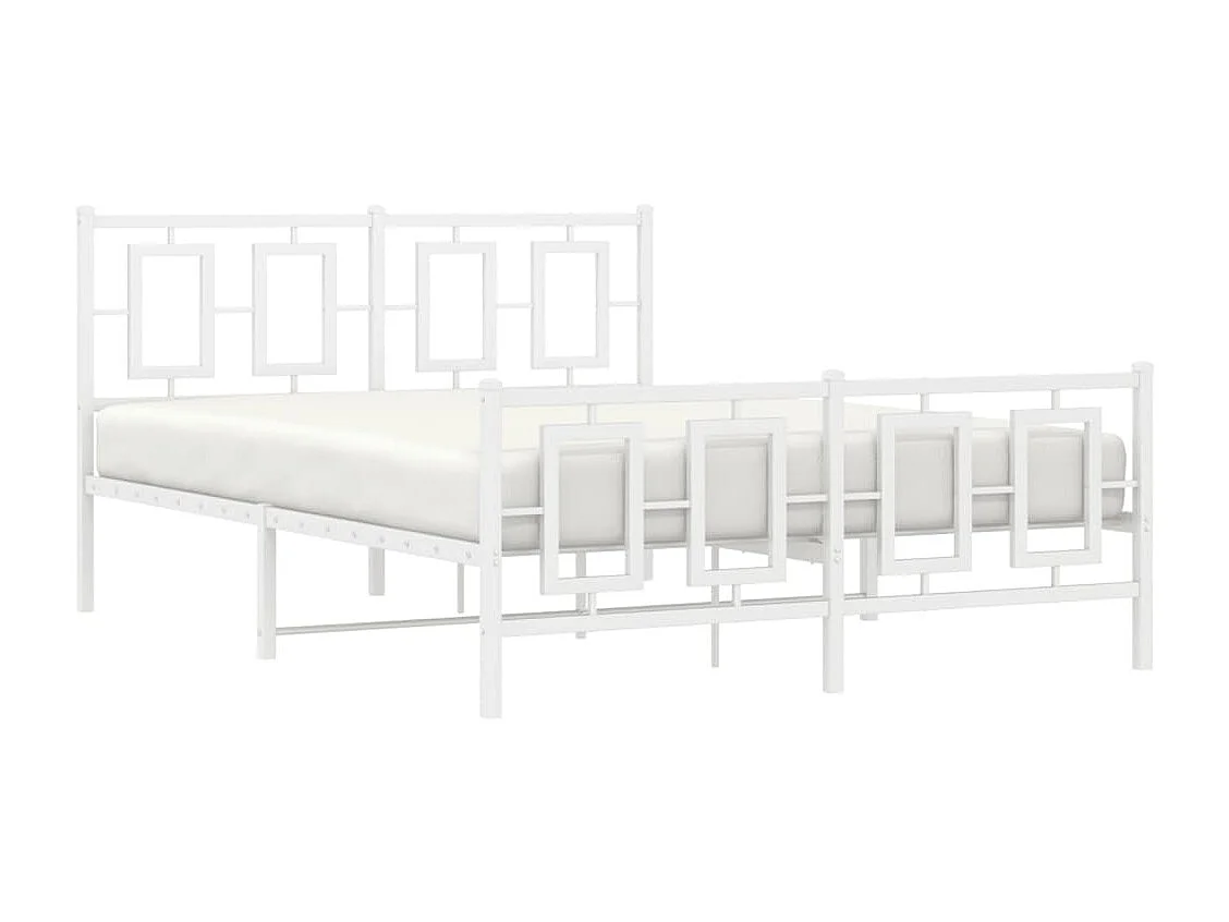 Bedframe met hoofd- en voeteneinde metaal wit 140x200 cm BE504625