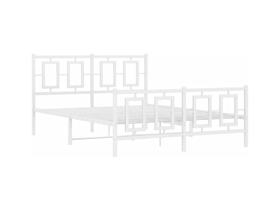 Cama 140x200 cm - metal con cabecero y estribo blanco ES164184