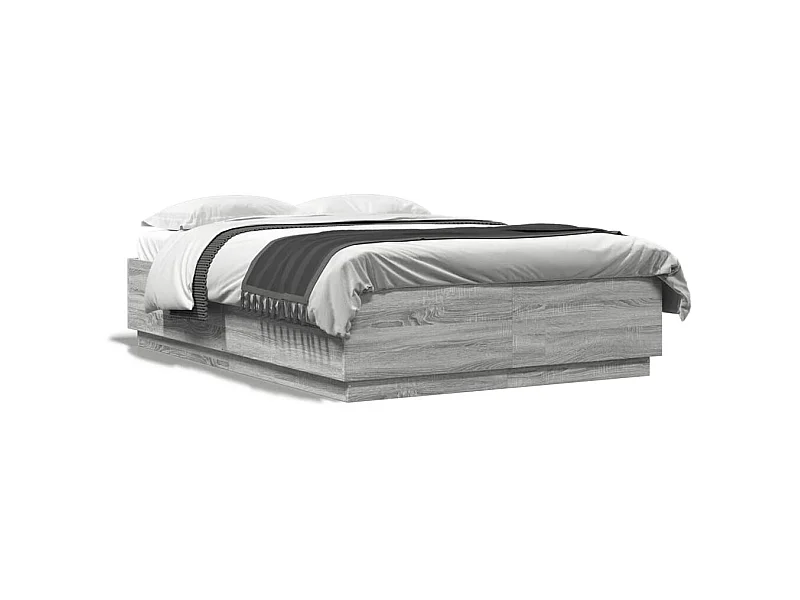 Lit double sonoma gris 160x200 cm bois d'ingénierie FR80621