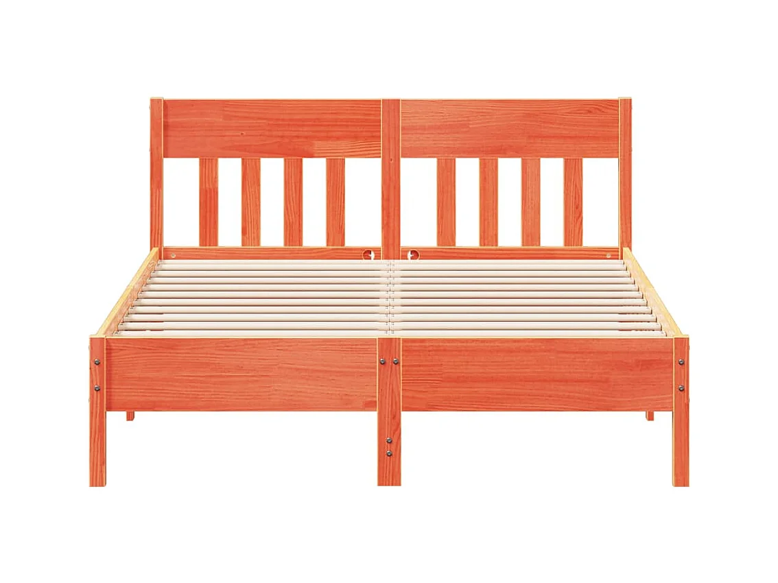 Bedframe met hoofdbord massief grenenhout wasbruin 160x200 cm BE155919