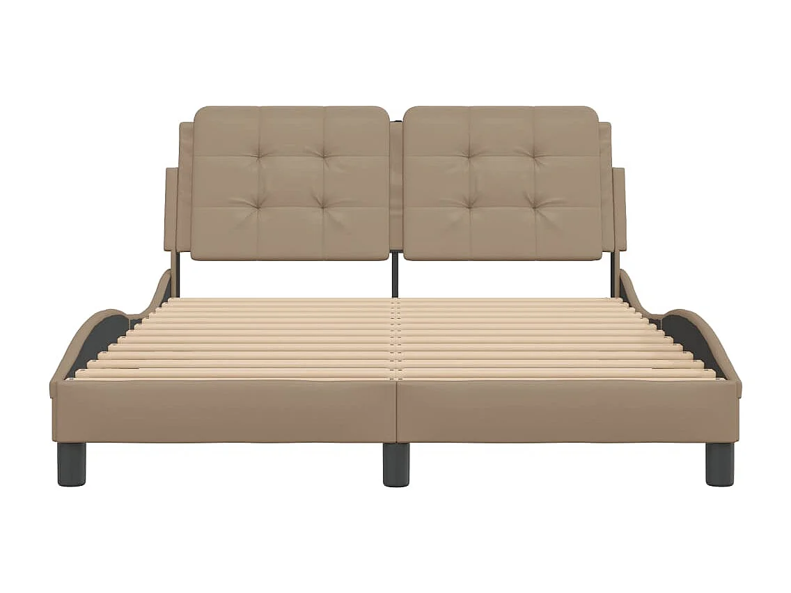 Lit double + tête de lit Cappuccino 140x190 cm Similicuir FR50153