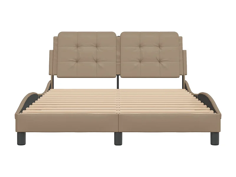Lit double + tête de lit Cappuccino 140x190 cm Similicuir FR50153