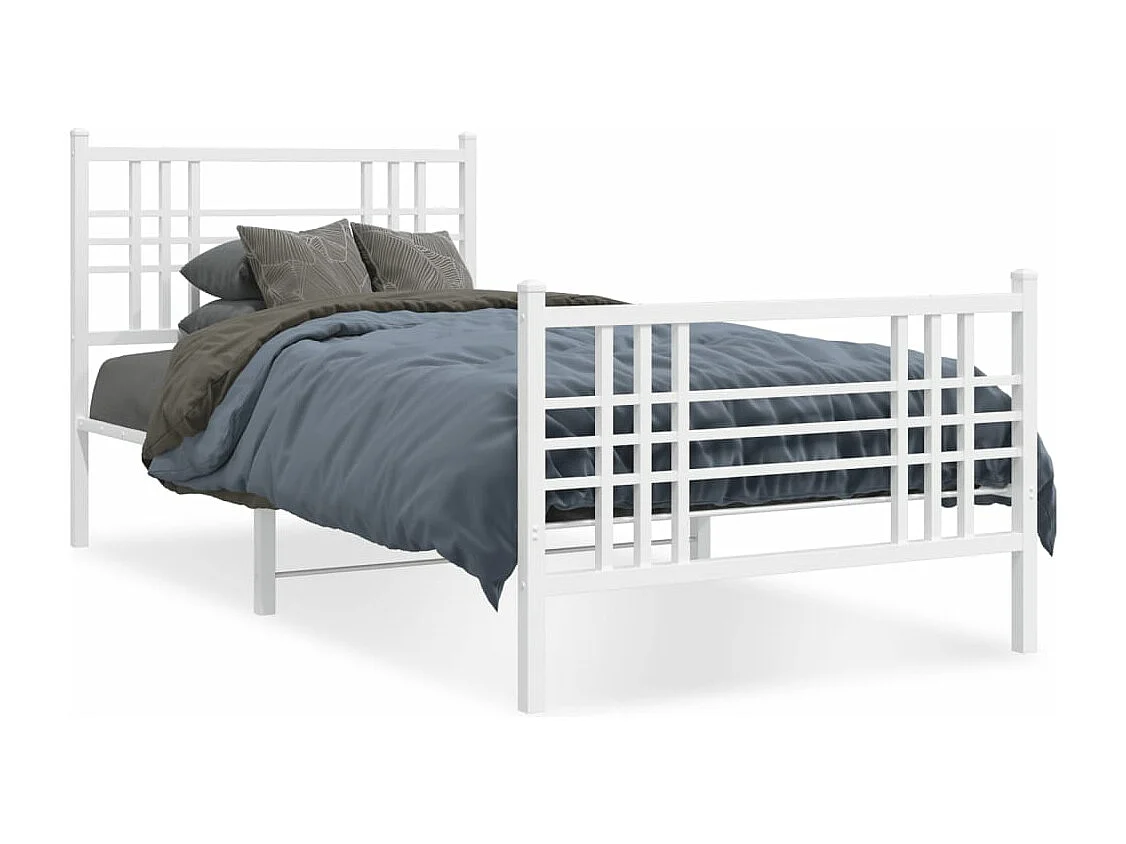 Cama com cabeceira e pés 100x190 cm metal branco PT534516