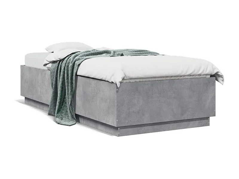 Lit simple gris béton 100x200 cm bois d'ingénierie FR91693