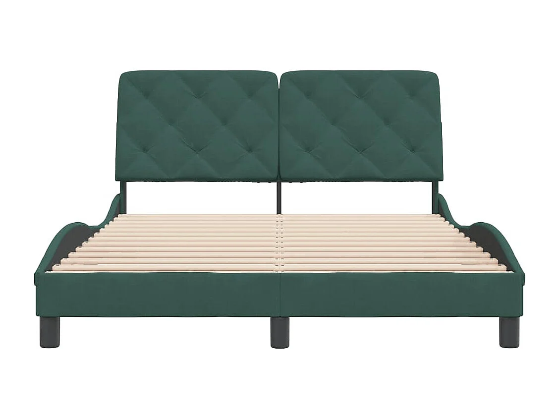 Lit double + tête de lit Vert foncé 140x200 cm Velours FR82353