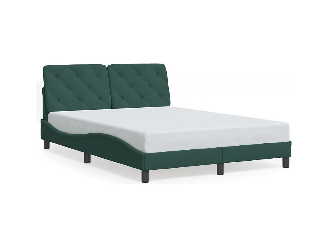 Lit double + tête de lit Vert foncé 140x200 cm Velours FR82353