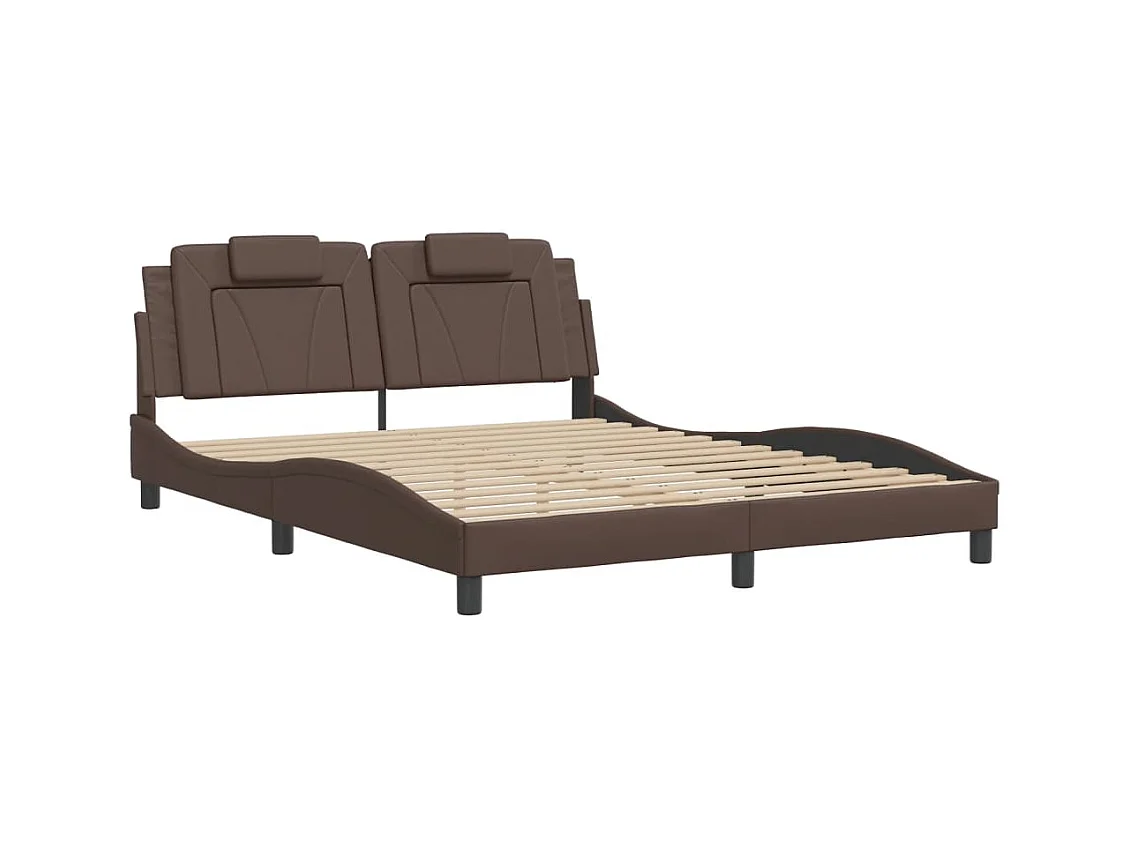 Lit double avec lumières LED marron 160x200 cm similicuir FR80848