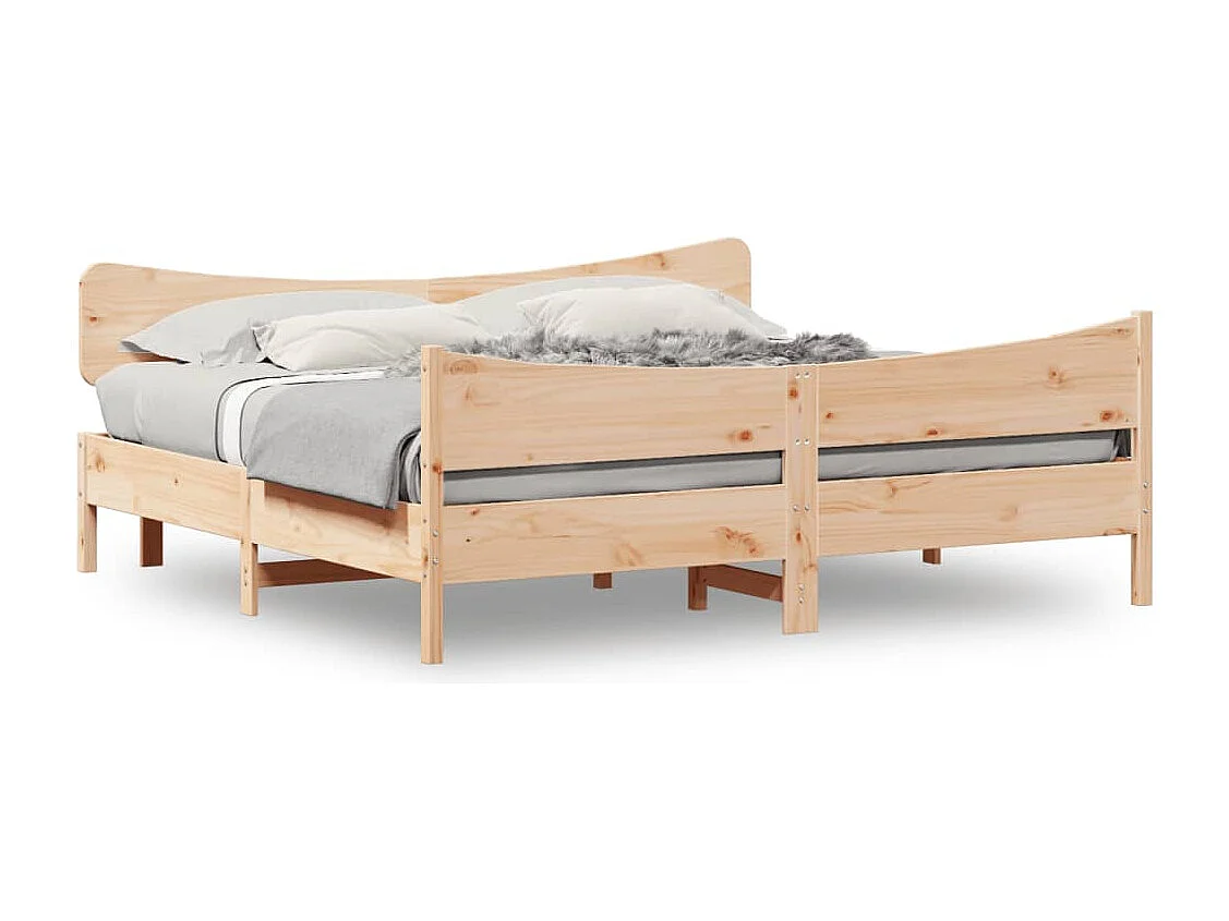 Bedframe met hoofdbord massief grenenhout 200x200 cm BE752644