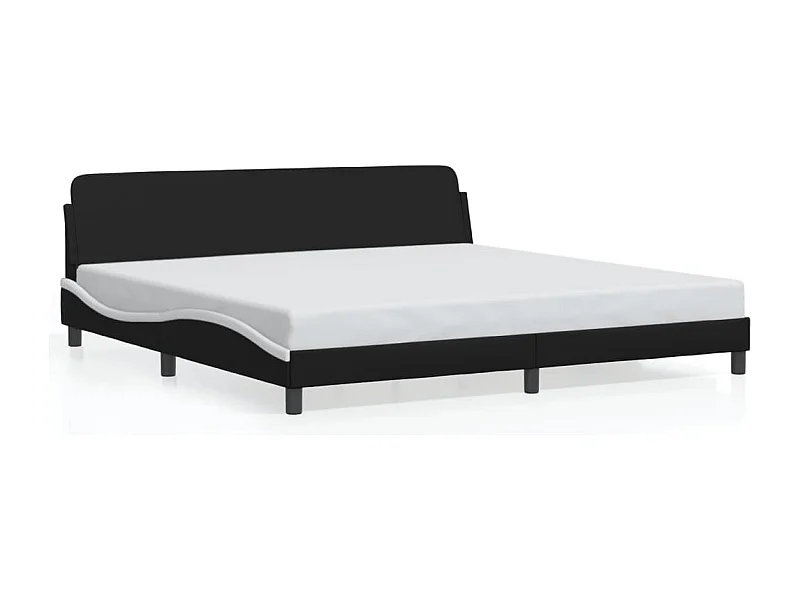 Bedframe met hoofdbord kunstleer zwart en wit 200x200 cm BE851743
