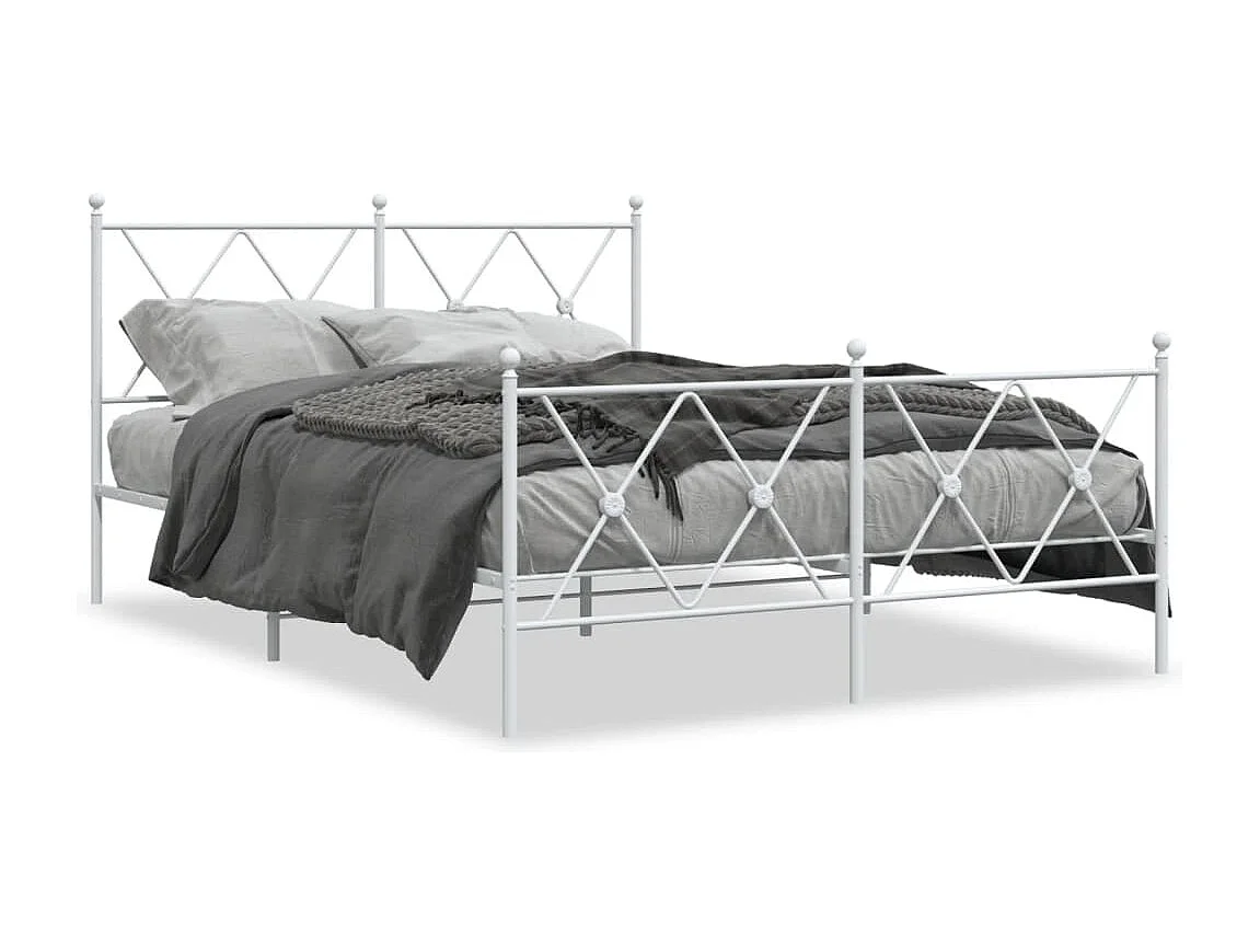 Bedframe met hoofd- en voeteneinde metaal wit 137x190 cm BE795922