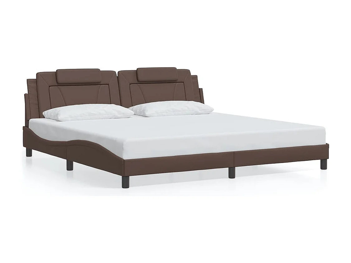 Bedframe met hoofdbord kunstleer bruin 200x200 cm BE987456