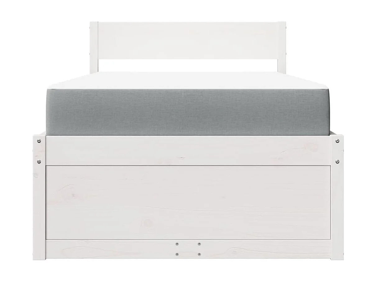 Lit avec tiroirs + matelas blanc 100x200 cm bois massif de pin FR69133