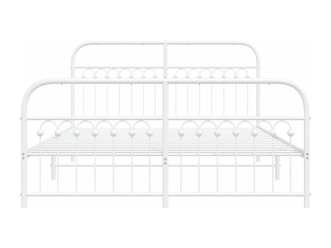 Lit double métal + tête de lit/pied de lit blanc 150x200cm FR20724