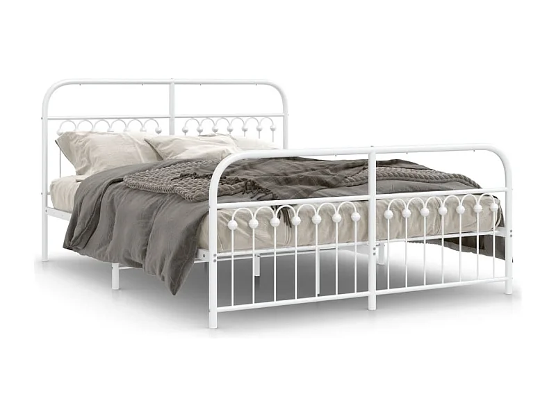 Bedframe met hoofd- en voeteneinde metaal wit 150x200 cm BE231686