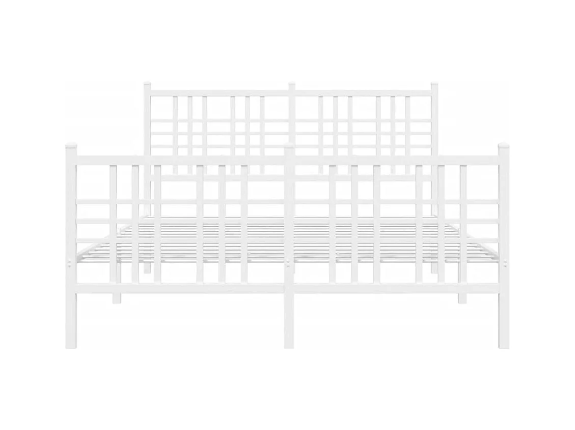 Cama 120x200 cm - metal con cabecero y estribo blanco ES995266