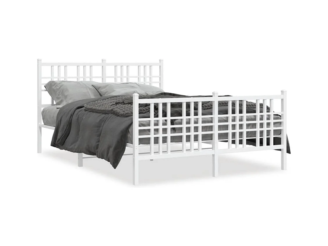 Cama 120x200 cm - metal con cabecero y estribo blanco ES995266