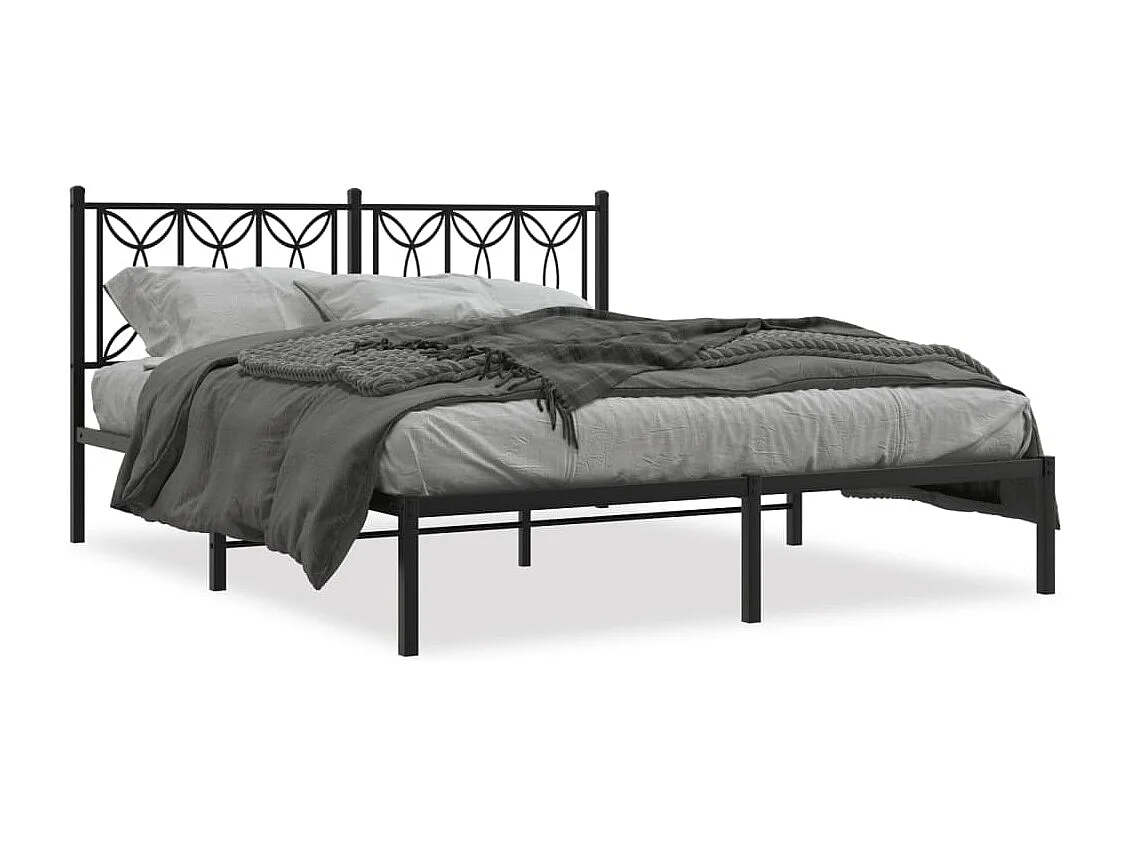 Bedframe met hoofdbord metaal zwart 150x200 cm BE140465