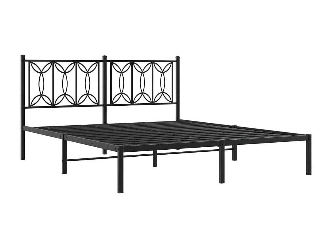 Bedframe met hoofdbord metaal zwart 150x200 cm BE140465