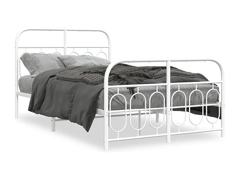 Bedframe met hoofd- en voeteneinde metaal wit 120 x 190 cm BE477328