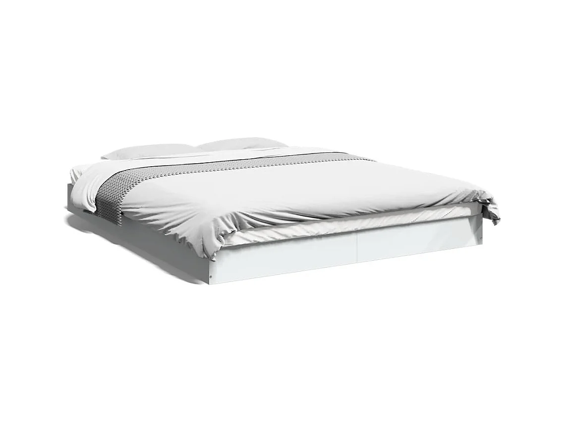 Lit double blanc 160x200 cm bois d'ingénierie FR50919