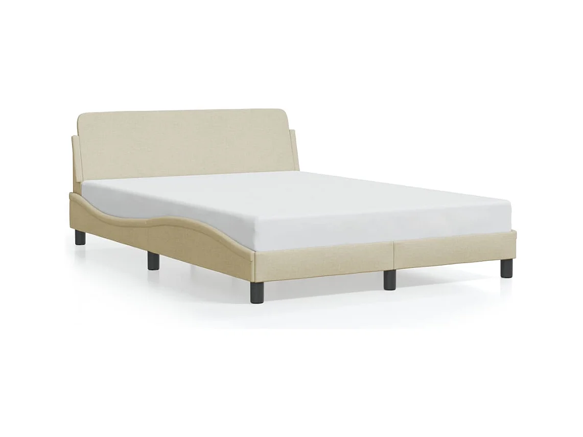 Lit double + tête de lit Crème 140x200 cm Tissu FR41995
