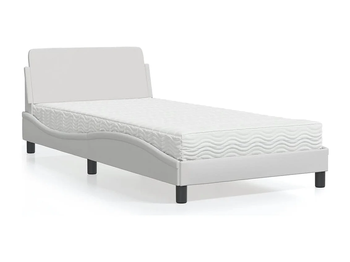 Lit adulte + matelas blanc 100x200 cm similicuir FR63381
