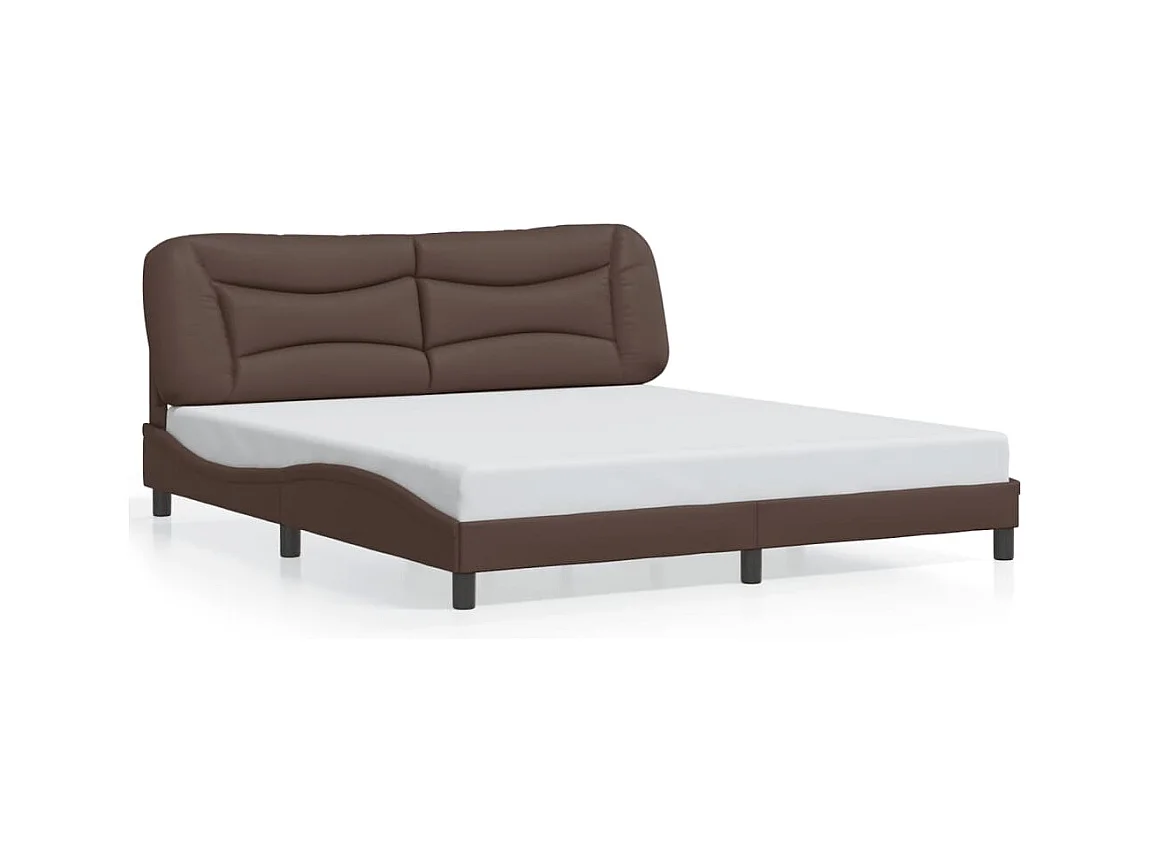 Lit double avec lumières LED marron 180x200 cm similicuir FR90117
