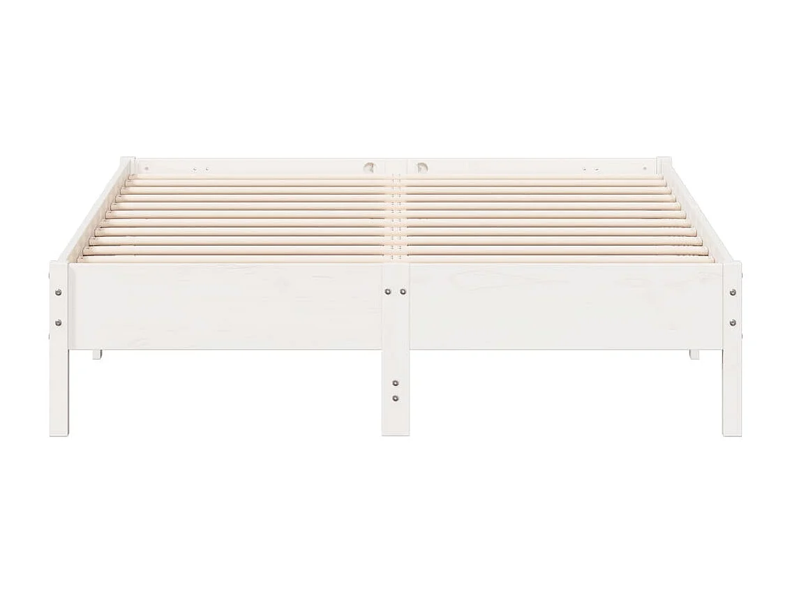 Lit double blanc 140x200 cm bois de pin massif FR40524