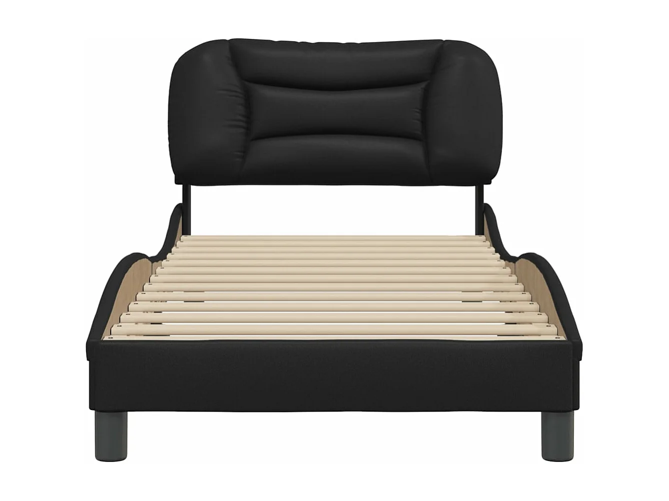Lit simple + tête de lit Noir 90x200 cm Similicuir FR72736