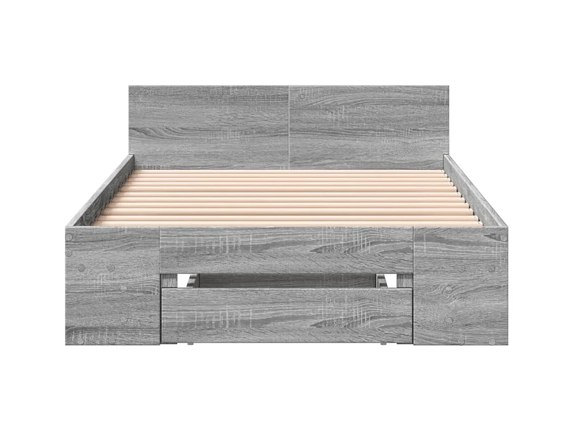 Cama 75x190 cm con cajón madera de ingeniería gris Sonoma ES678260