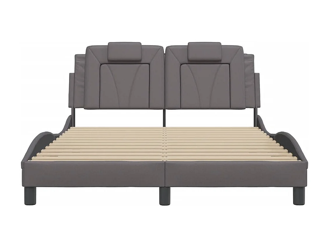 Lit double + tête de lit Gris 120x200 cm Similicuir FR30819