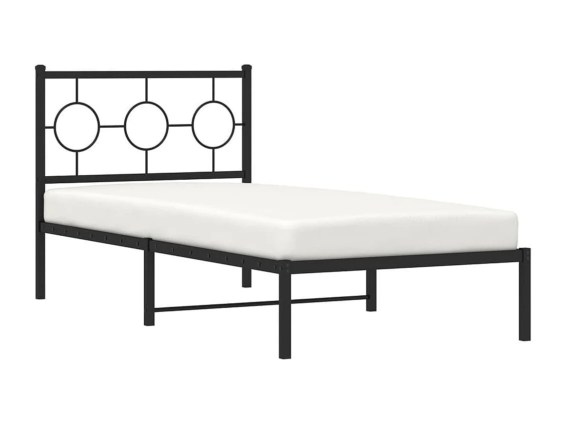 Lit simple métal + tête de lit noir 90x190 cm FR79309