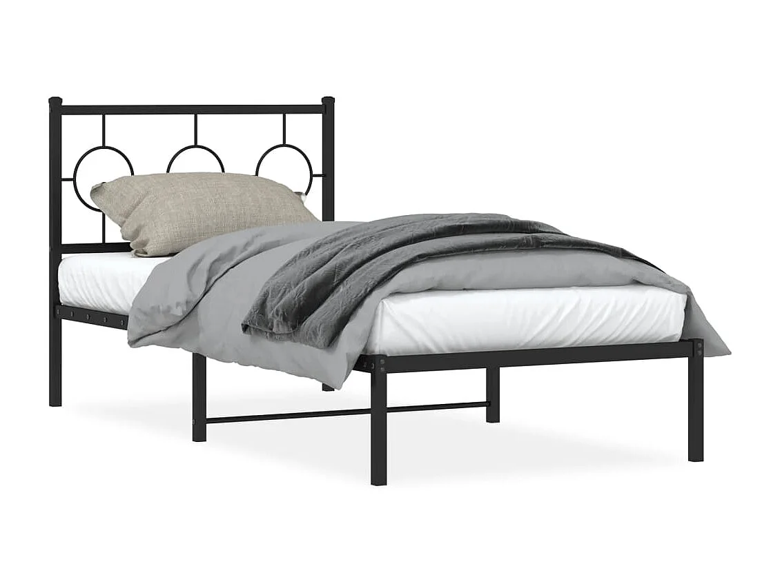 Cama individual- 90x190 cm con cabecero metal negro ES367777
